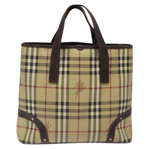 BURBERRY Nova Check Hand Bag PVC Beige Auth - Picture 2 of 14